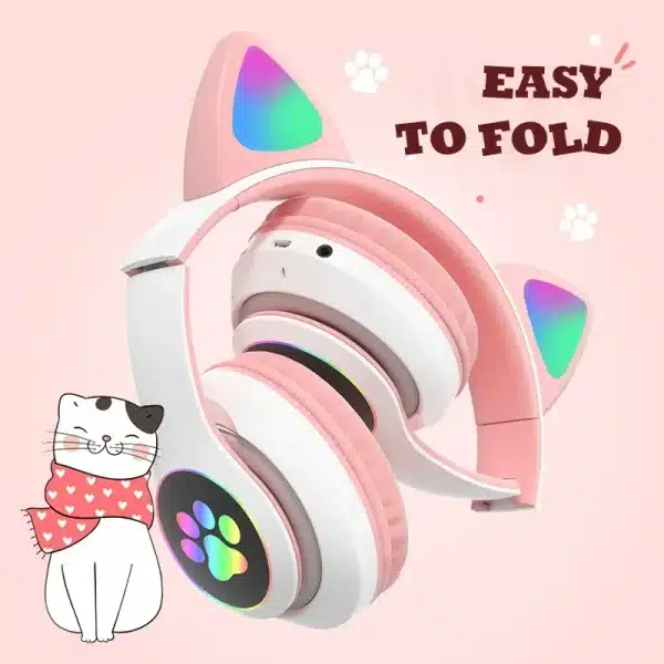 New JST-28 Wireless Headphones Cat Ears Bluetooth Earphones Stereo Music Earbuds Bluetooth 5.0 Sports Gaming Headset with Mic - Image 3