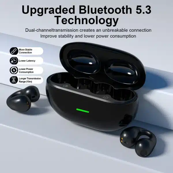 Open Ear Bone Conduction Headphones Wireless Earbuds Bluetooth 5.3 Clip On EarBuds with HD Call Microphone Sport Earphone - Image 4