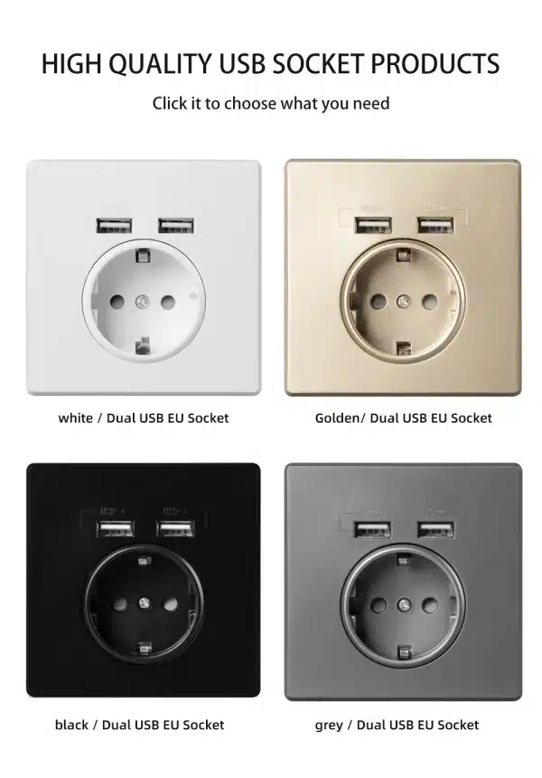 Herepow Usb Wall Power Google Home Appliance Sockets 16A EU Standard Outlet 110V-250V Dual USB Electrical Socket Charger Port - Image 2