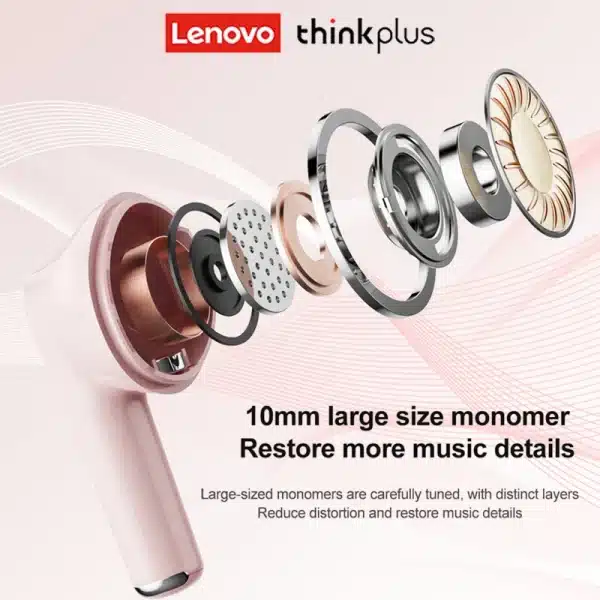 100% Original Lenovo Headphones Wireless Bluetooth 5.3 Earbuds HiFi Stereo Noise Reduction Headphones Touch Control 250mAH New - Image 5