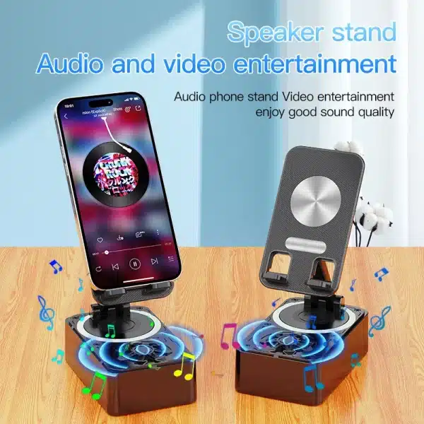 3 In 1 Mobile Phone Bracket Bluetooth Speaker Power Bank Rotating Foldable Lazy Desktop Holder Stand For Cell Phone Tablets iPad - Image 2