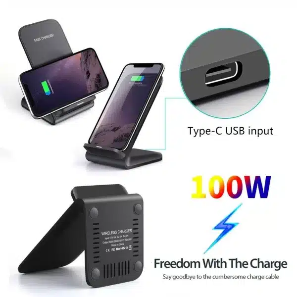 NEW 65W Fast Wireless Charger for Samsung S22 S21 Note 20 Fast Charging Stand For iPhone 16 15 14 13 XS XR X 8 Airpods Pro - Image 2