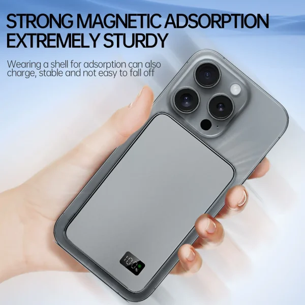 Ultra Thin Power Bank for MagSafe,Magnetic Wireless Fast Charging 10000mAh Portable Battery For iPhone 16/15/14/13/12 Samsung - Image 5