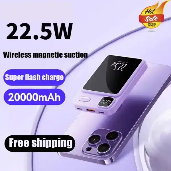 Macsafe 20000mAh Magnetic Wireless Charger Power Bank Fast Charging for iPhone 14 13 12 11 Samsung Huawei Xiaomi Mini Power Bank - Image 2