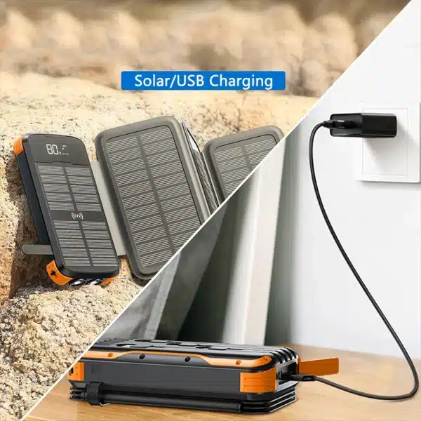 43800mAh Solar Power Bank with 4 Solar Panel Wireless Charger Powerbank for iPhone 15 Samsung S24 PD 20W Fast Charging Powerbank - Image 5