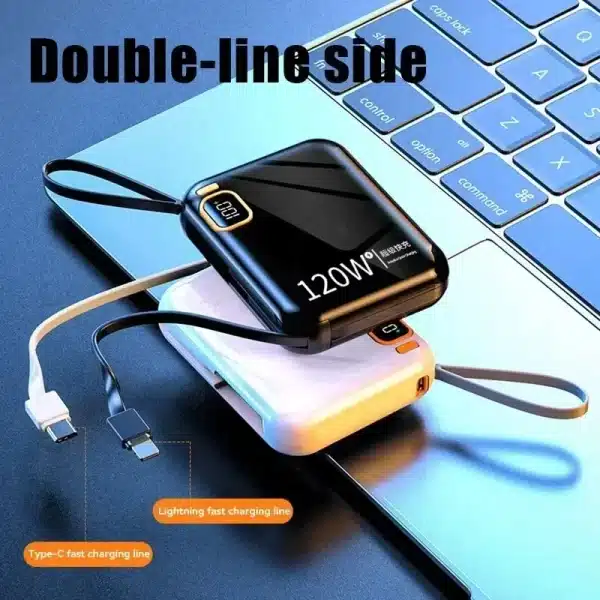 120W 50000mAh Portable Power Bank High Capacity Cable Two-way Fast Charging Mini 2in1 Wire Powerbank for iPhone Samsung ﻿Xiaomi - Image 5