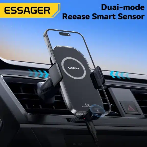 Essager Wireless Charger Car Phone Holder 15W Fast Charging Car Charger Aircon Vent Holder For iPhone 15 14 13 Pro Max Car Mount - Image 3