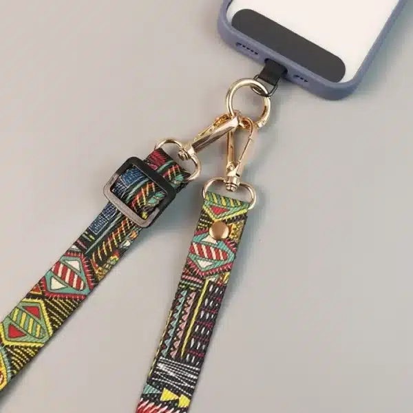 Universal Phone Clip Antilost Retro Pattern Strap Crossbody Long Strap Adjustment Length Hanging Neck Strap Mobile Phone Lanyard - Image 2