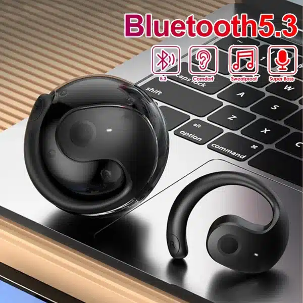 BT 5.3 Ear-Mounted Noise Canceling Sports Bluetooth Earphones Fitness Wireless Earbuds Ball Shape Earhook Gaming Headphone - Image 2