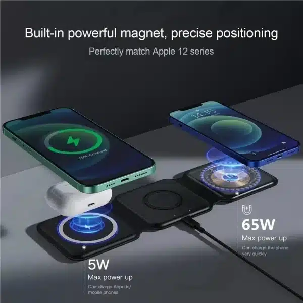 100W 3 in 1 Magnetic Portable Wireless Charger for iPhone15 14 13 12 XR Pro Max Apple Watch AirPods Fast Charging Dock Station - Image 6