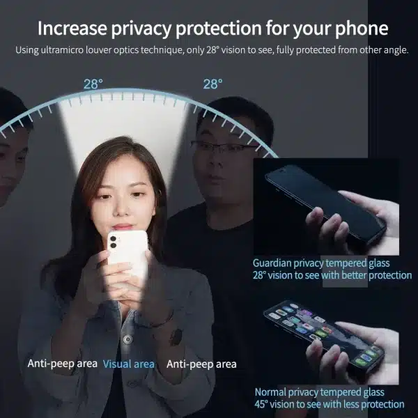 Nillkin For iPhone 15 Pro Max 14 Pro Guardian Full Coverage Anti peeping Tempered Glass 9H Screen Protector for iPhone 13 12 - Image 4