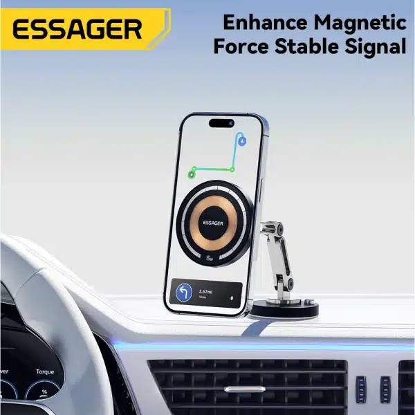 Essager 15W Magnetic Car Wireless Charger 360° Phone Holder Telescoping Car Mount For iphone 15 14 13 Max Car Navigation Bracket - Image 4