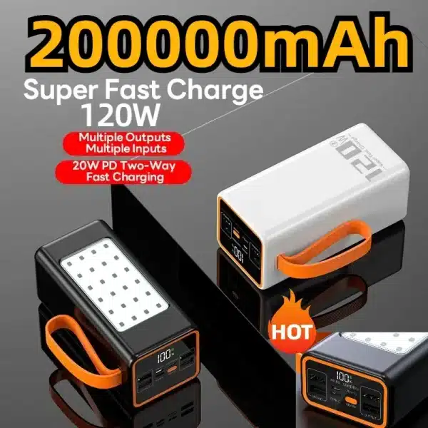 120W Super Fast Charging 200000mAh Power Bank for Iphone 15 Pro Max Laptop LED Light Powerbank Portable External Battery Charger - Image 5