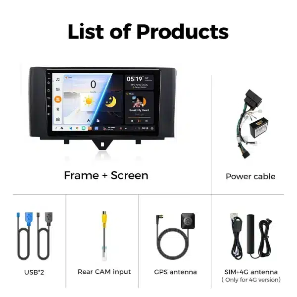 JIUYIN TS18 Wireless CarPlay Android Auto Radio for Mercedes Benz Smart Fortwo 451 2005 - 2015 Car Player GPS 2 din autoradio - Image 2