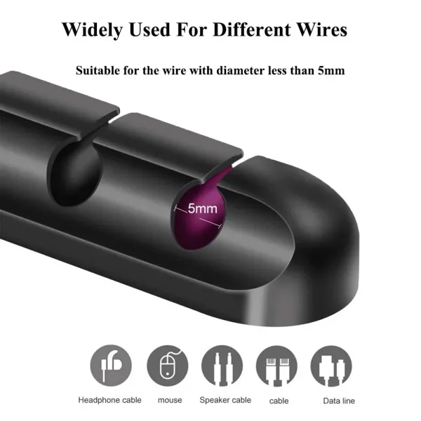 L16 Cable Organizer Silicone USB Winder Desktop Tidy Management Clips Holder for Mouse Headphone Wire - Image 5