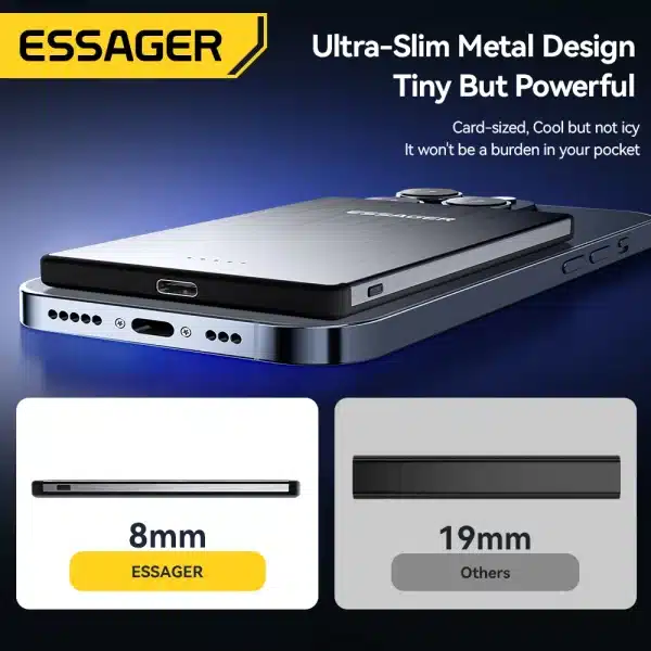 Essager PD 20W Magnetic Wireless Charging Bank 5000mAh External Battery Charger For iPhone 15 14 13 Pro Max Thin Charging Bank - Image 2