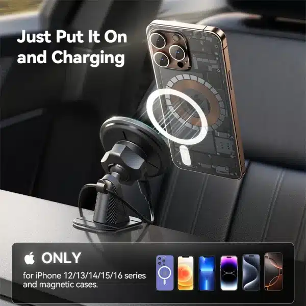 Joyroom For Qi2 Car Phone Mount Charger 15W Magnetic Wireless Charging Car Phone Holder For Air Vent/Dashboard For iPhone 16-12 - Image 6