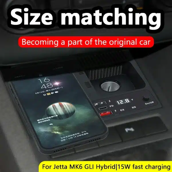 Wireless Charging for Volkswagen Jetta MK6 Cigarette Lighter Fast Charging Car Charger for iPhone HUAWEI Xiaomi Samsung - Image 6