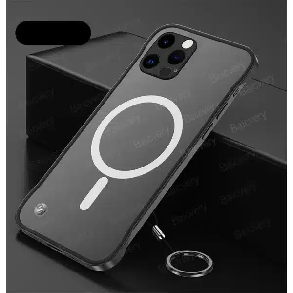 Phone Case For Xiaomi Redmi Note 13 4G Note13 Pro 5G TPU Black Shell Back Cover Support Magnetic Wireless Charger Sticker - Image 2