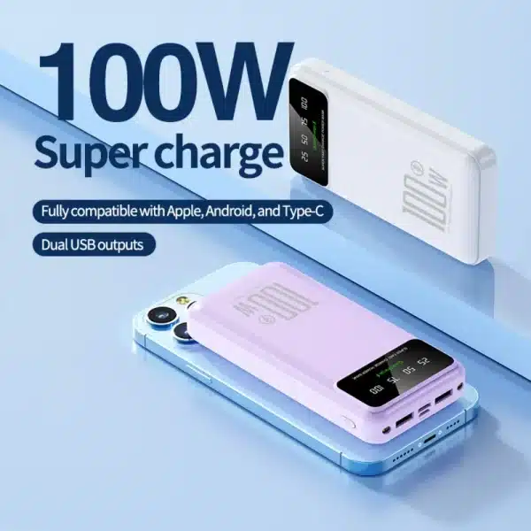 Xiaomi 20000mAh High Capacity Portable Power Bank 100W Super Fast Charge LED Digital Display Powerbank for iPhone Samsung Xiaomi - Image 3