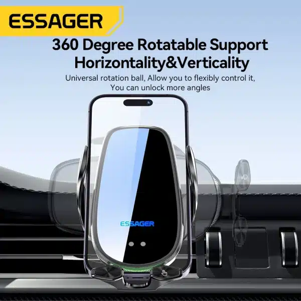 Essager Qi 15W Wireless Charger Car Phone Holder In Car Air Vent Mount For iPhone 14 13 12 X Pro Max Xiaomi Huawei Fast Charging - Image 3