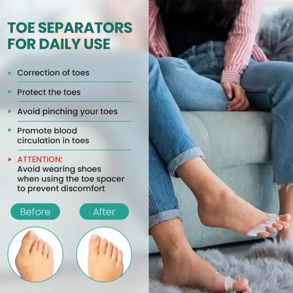 1 Pair Silicone Toe Separator, Bunion Corrector,Hammer Toe Corrector, Soft Silicone Material for Toe Separation Foot Care Tool - Image 5