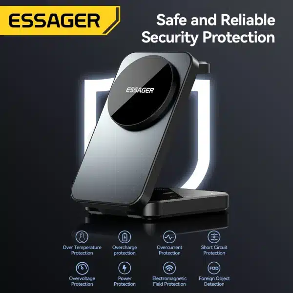 Essager 3 in 1 Magnetic Charger Stand 15W Wireless Charging For iPhone 15 14 13 12 Apple Watch Airpods Pro Chargers Dock Holder - Image 6