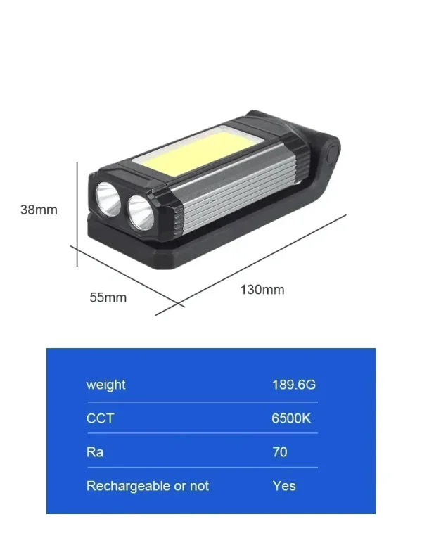 1/2/4PCS Magnetic COB Work Light USB Rechargeable LED Flashlight Portable Lantern Camping Light Type-C Power Bank Function Lamp - Image 6