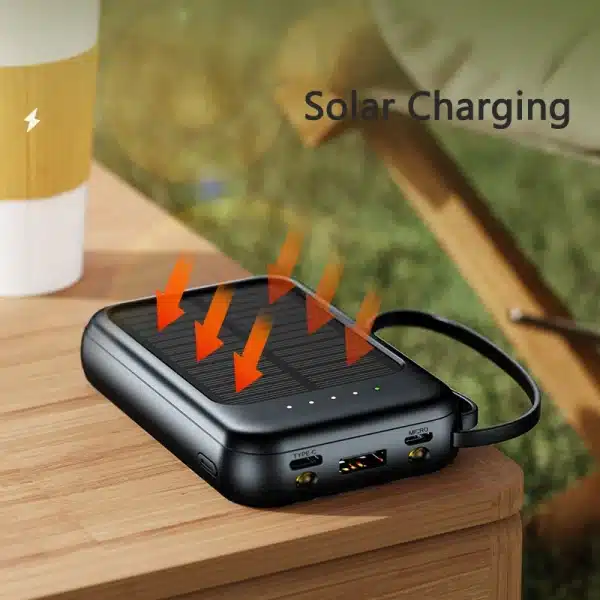 Xiaomi 50000mAh Solar Power Bank Built Cables Solar Charger 2 USB Ports External Charger Powerbank with LED Light - Image 4