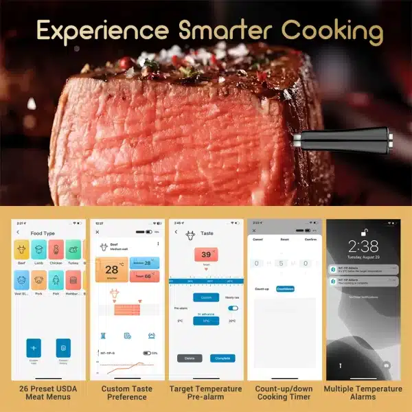 INKBIRD 2-in-1 Truly Wireless Bluetooth BBQ Thermometer 91m/300ft App Control with Smart Temperature Alarms for BBQ Oven Grill - Image 3