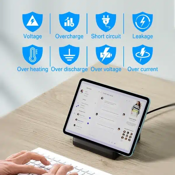 80W USB Charger With Dual Induction Wireless Charger Stand,6 Ports Desktop QC3.0 PD Fast Charge Charger,USB C Charging Station - Image 6
