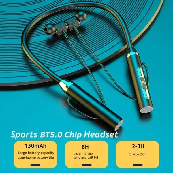 Neck-hanging Magnetic Wireless Headphones Bluetooth 5.0 In-ear Hifi 12D Stereo Sports Headset Halter Waterproof Magnetic Earbuds - Image 4