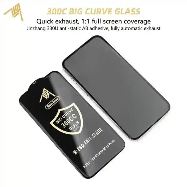 300CC Big Curve Tempered Glass For iPhone 15 13 11 12 14 Pro Max ESD Anti-Static Screen Protector For iPhone 16 15 Plus X XR XS - Image 6