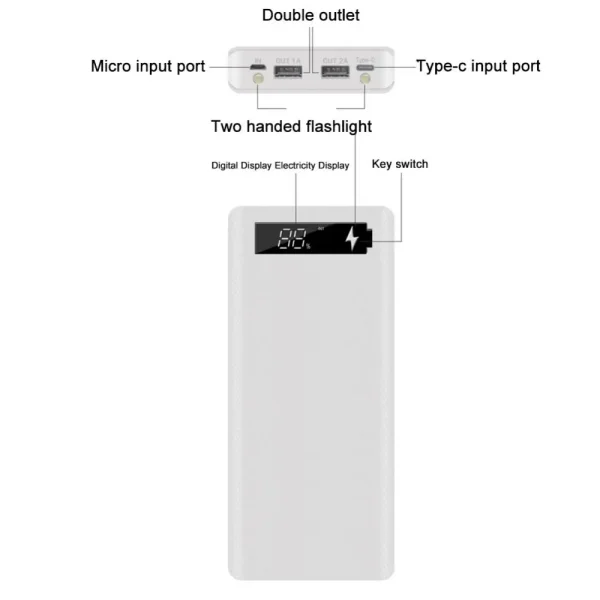 Portable Micro USB Type-C 18650 Battery Enclosure LCD DIY Mobile Power Bank Case Power Bank Portable Charger Box Digital Display - Image 6