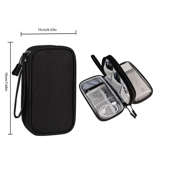 1pc Pink/Grey/Black/Navy Travel Portable Digital Product Storage Bag USB Data Cable Organizer Headset Charging Treasure Box Bag - Image 6