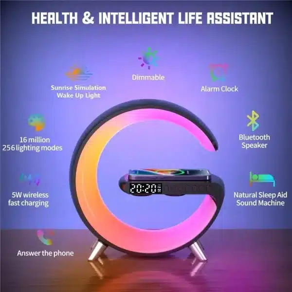 Big G Light Smart Light Wireless Charger Music Desk Lamp Big G Audio Bluetooth Speaker Dazzle Color Ambient Light Night Light - Image 2