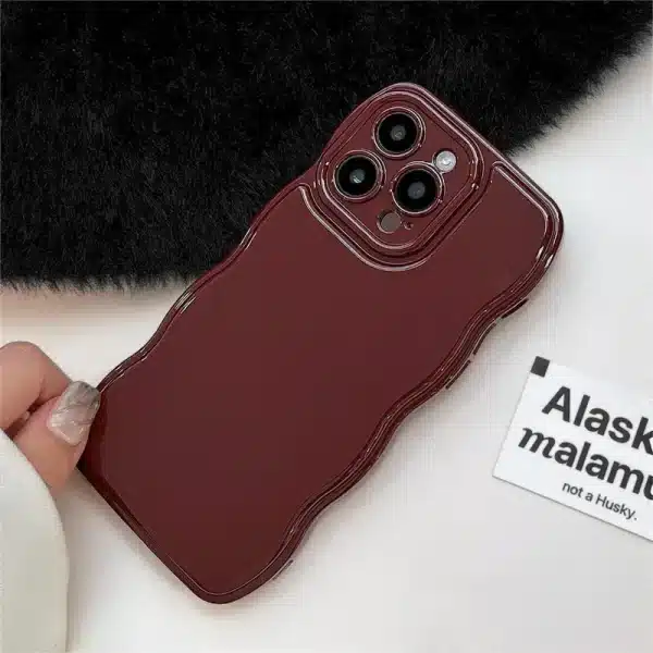 Korean Air Cushion Wave Gorgeous Wine Red Phone Case For iPhone 16 11 12 13 14 Plus 15 Pro Max Protection Shockproof Soft Cover - Image 4