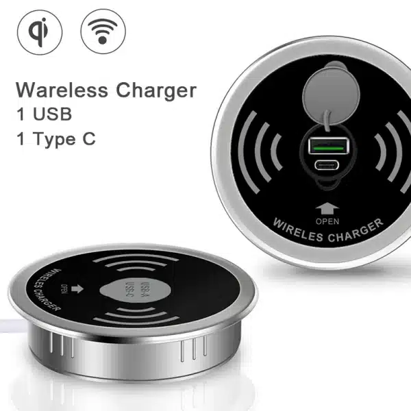 Fast Wireless Charger Pop-up Desktop Embedded Fast Wireless Charger With USB Port 30W Universal For Iphone Xiaomi Smartphone - Image 5