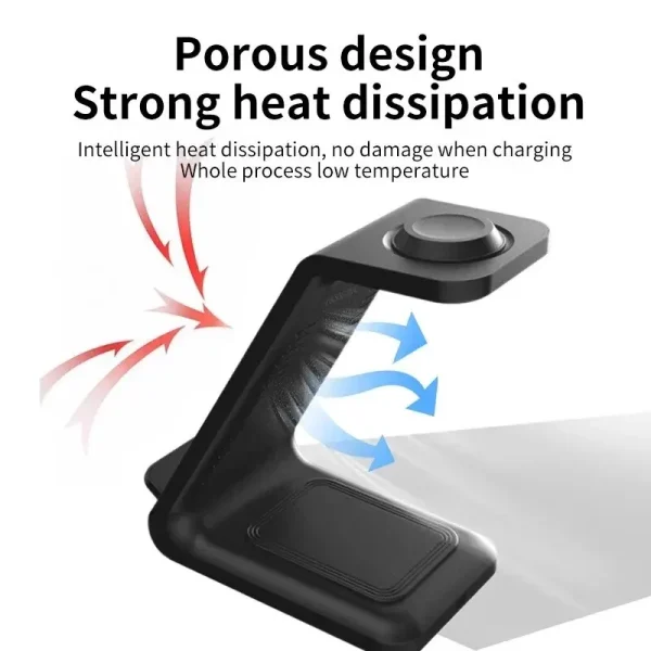 3 In 1 Wireless Charger Stand for iPhone 15 14 13 12 11 Apple Watch 9/8/7 Ultra Airpods Phone Holder 15W Fast Charging Station - Image 5