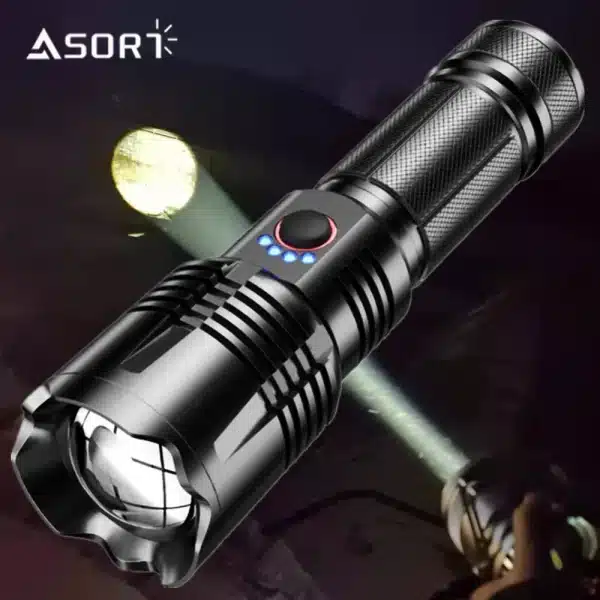 High Power Spotlight Long Range LED Flashlight Portable Charging Torch For Camping Night Fishing - Image 2