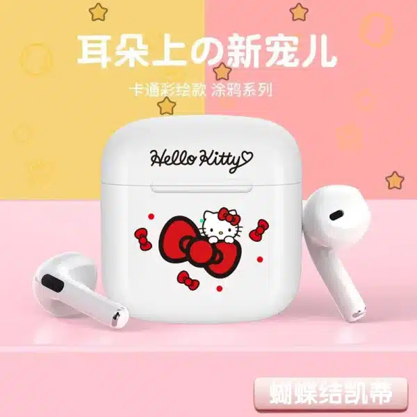 NEW cartoon Hello Kitty Bluetooth earphones semi in ear mini noise cancelling wireless earphones with long standby time - Image 5