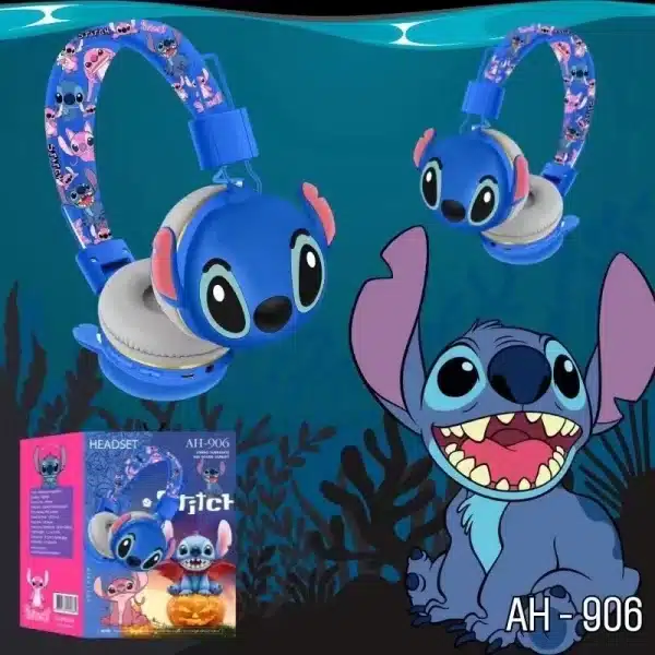 AH-906 Stitch Bluetooth Headphones AH-906 Disney Wireless Earbuds HIFI Sound Foldable Headsets with Mic Anime Cartoon Kids Gifts - Image 2