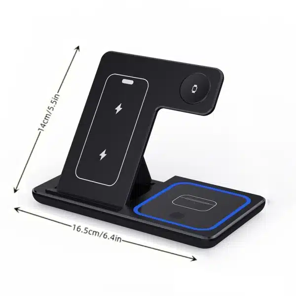 100W LED Fast Wireless Charger 3 in 1 Foldable Charging Station For iPhone 16 15 14 13 12 11 Apple Watch 9 8 7 6 5 Airpods Pro/3 - Image 2