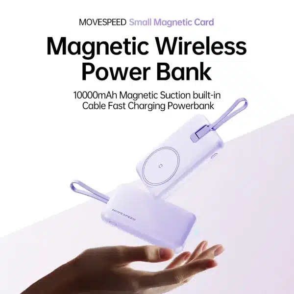 MOVESPEED L10 Magnetic Power Bank 10000mAh Portable External Battery Built-in Type C Cable for MagSafe Powerbank for iPhone 16 - Image 6