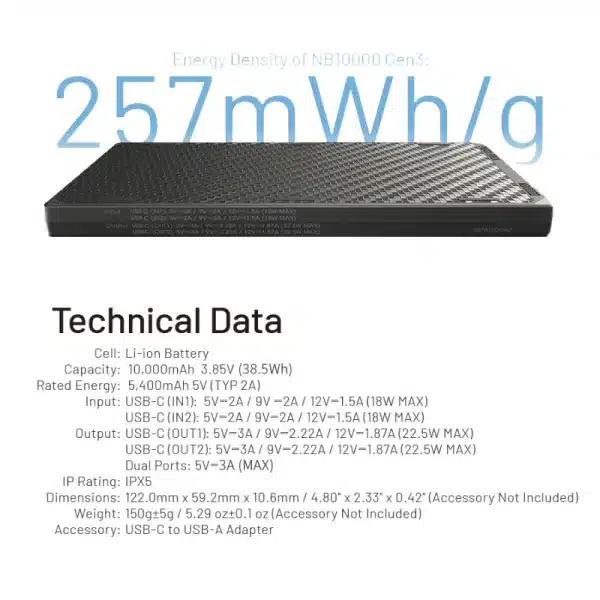 NITECORE NB10000 NB20000 Gen3 Portable Mobile Power Bank 20000mAh Carbon Fiber PD/QC3.0 18W Fast Charge for iPhone Xiaomi - Image 6