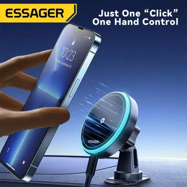 Essager RGB Magnetic Car Phone Holder Qi 15W Wireless Charger Car For iPhone 15 14 13 12 Pro Max Samsung Phone Holder Stand - Image 3