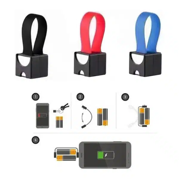 Universal Phone Emergency Charger Powered By 2pcs Normal AA Batteries Mini Portable Phone Power Bank With Micro USB/ Type-C Plug - Image 3