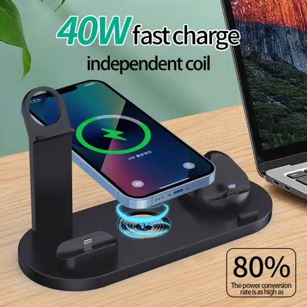 5 in 1 Wireless Charger Stand Dock for Apple Watch 8 7 6 5 4 3 iPhone 13 12 11 Xs 8 Airpods Pro Wireless Fast Charging Station - Image 4