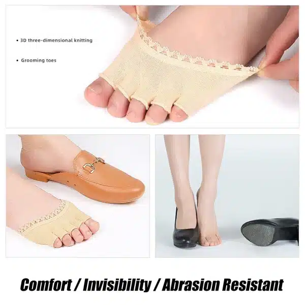 1 Pair Half Palm Breathable Non-Slip Sweat Absorbing Toe Separator Elasticity Five Finger Socks Pads Bunion Foot Care Insoles - Image 5