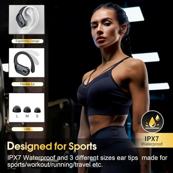 TWS Sports Earbuds Bluetooth 5.4 HIFI Bass Wireless Headphones LED Touch Hands-free Earphone Noise Cancelling Waterproof Headset - Image 2